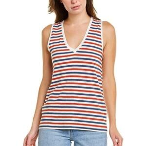 Madewell Striped V-Neck Tank Top Women Medium Lightweight Retro USA Preppy